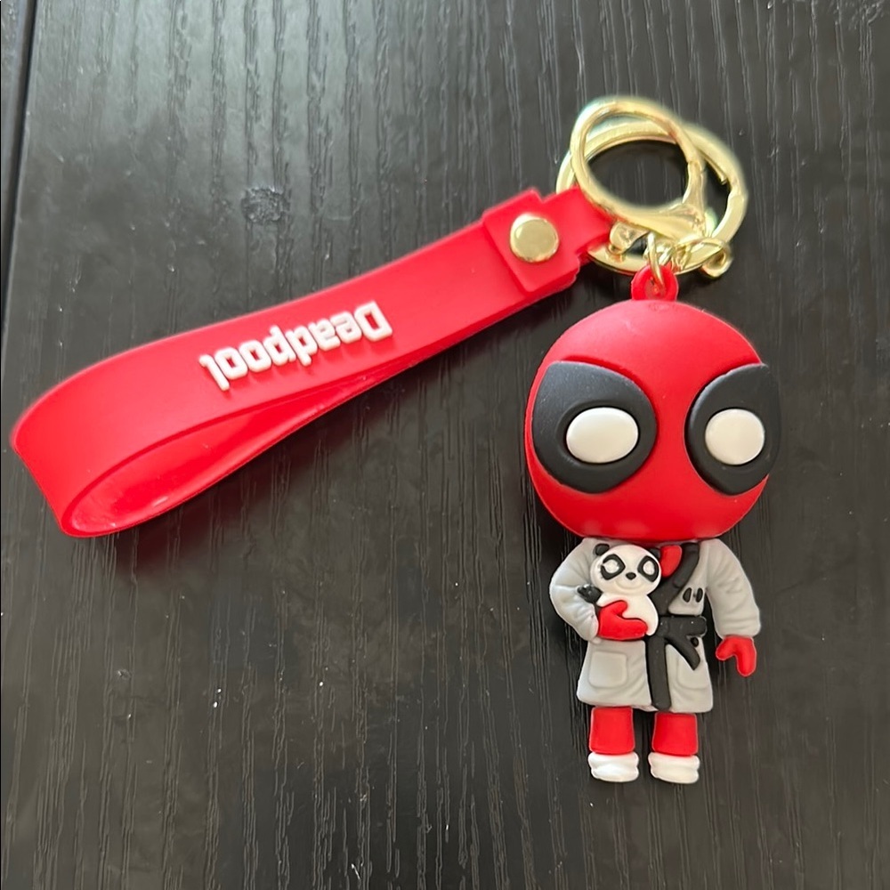 Marvel Deadpool in robe silicone keychain